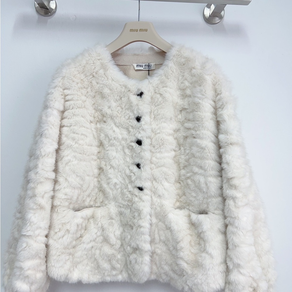 Miu Miu Women's White Teddy Jacket